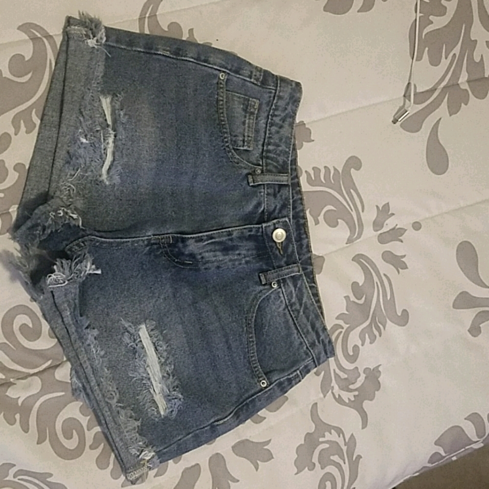 Raw Hen Ripped Denim Shorts
